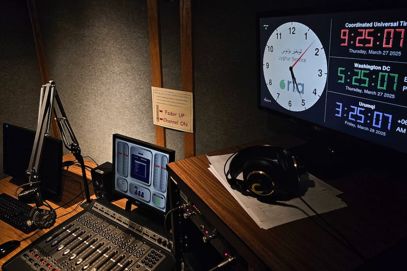 A Uyghur service studio at RFA headquarters in Washington, March 27, 2025.