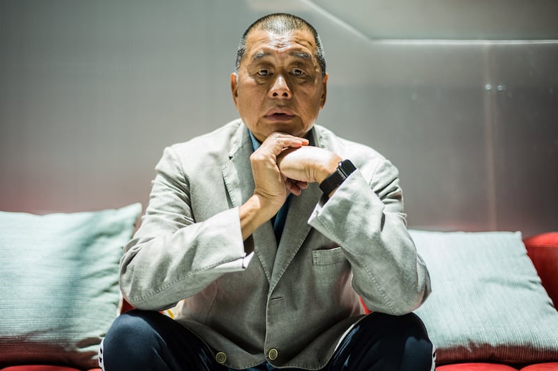 Hong Kong media tycoon Jimmy Lai poses during an interview at the Next Digital offices in Hong Kong, June 16, 2020.