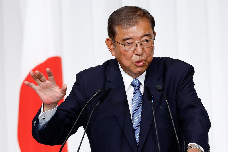 Japan’s Prime Minister Shigeru Ishiba speaks during a press conference in Tokyo on Oct. 28, 2024